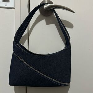 Coperni Denim Shoulder Zip Baguette Bag